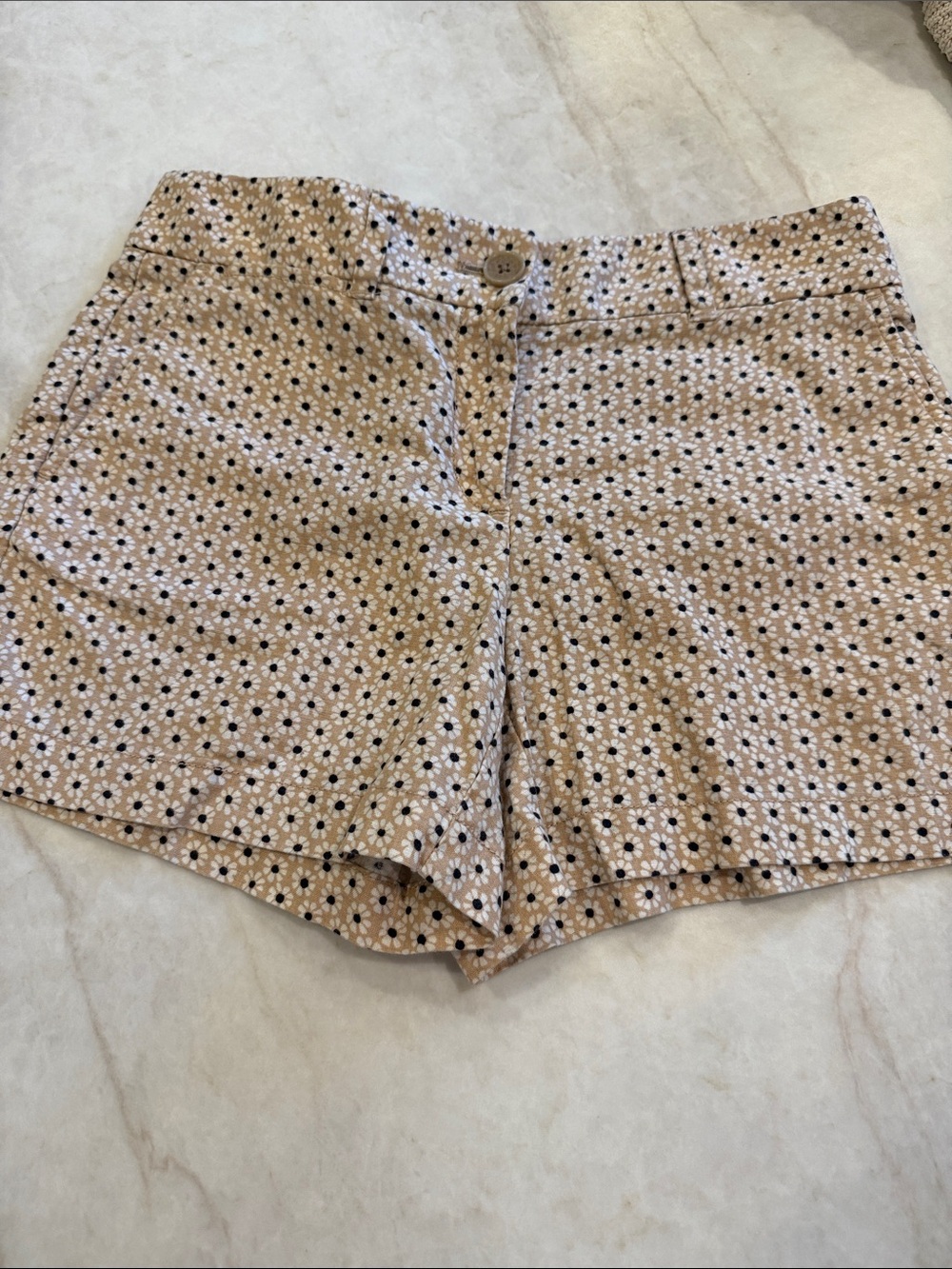 LOFT Tan Floral Dot Shorts
